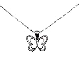 GIOCCOSILVER Freyda Collar de Plata de Ley 925, Colgante de Mariposa con Cristales, Gargantilla Elegante para Mujer, Cadena Plateada