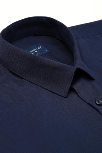 Image of Peter England Men's Premium Solid Herringbone Regular Fit Full Sleeve Formal Shirt | Wonder Fabric | Cotton Rich