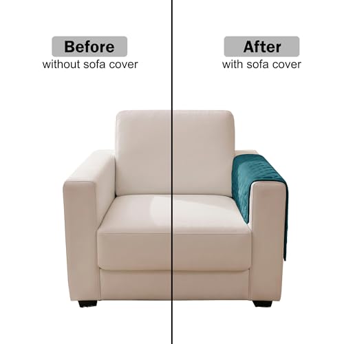 Image of Story@Home Premium Quilted Sofa Armrest Covers | Anti-Slip Armrest Covers for Sofa | 1 Pair - 70(D) x 50(L) cm - Teal
