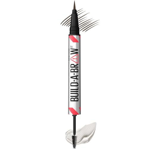 Maybelline Build-A-Brow 2-in-1 Brow Pen and Sealing Eyebrow Gel, Eyebrow Makeup for Real-Looking, Fuller Brows, Black Brown, 1 Count