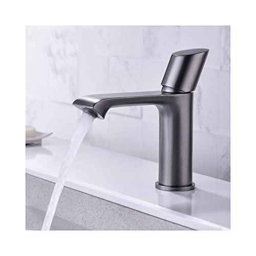 SHUGUANG Bathroom Faucet Brass Bathroom Sink Faucet Single Handle Rv Lavatory Vanity Faucet Countertop Installation, Hot and Cold Adjustable, for Washstand,gunmetal gray