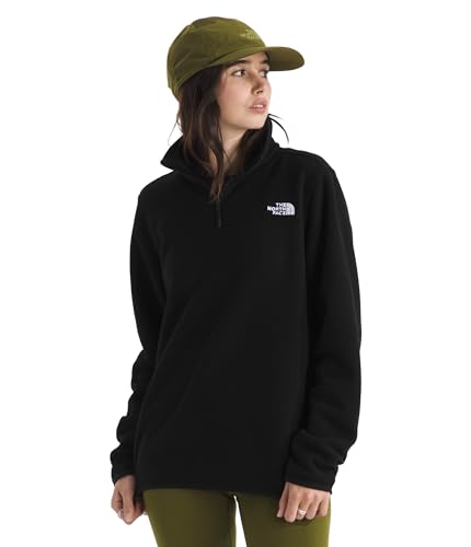 The North Face Women's Glacier Fleece Quarter Zip Jacket - 1/4 Zip Pullover Jacket, Zip Pockets, Stretch Fabric, TNF Black, Large