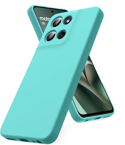 Image of DIZORO Microfiber Candy Case for Motorola G67 Power / G57 Power 5G Smooth Touch Cushion Liquid Soft Silicone Gel Rubber Phone Cases Non-Slip Full Body Protective Shockproof Back Cover -Mint Green
