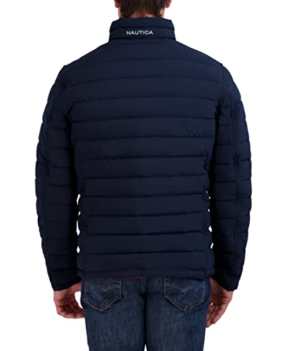 Image of Nautica Men's Reversible Quilted Puffer Jacket -Midweight Mechanical Stretch Winter Coat