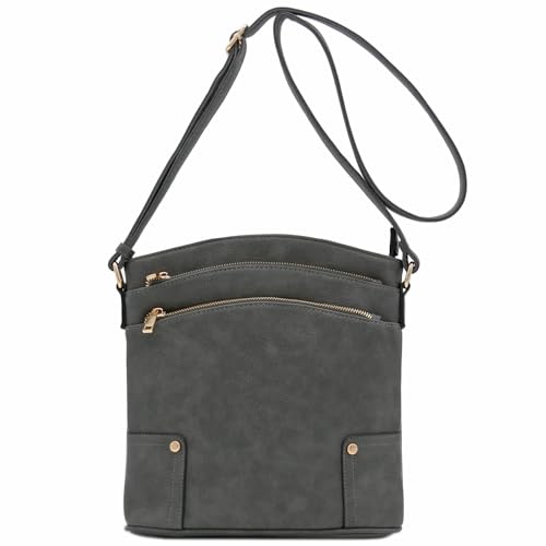 Image of ALYSSA Triple Zip Pocket Large Crossbody Bag