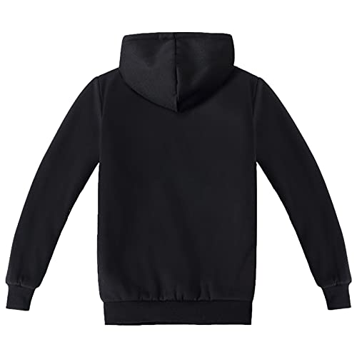 Amropi Boy's Tracksuit Pullover Hoodie Jogging Pants Set 2 Pieces Sweatsuit (Black Fur Lined,4-5Years) #TOP2