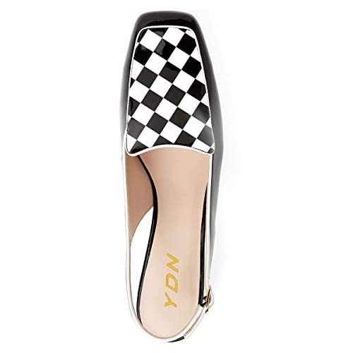 Image of YDN Women Closed Square Toe Block Low Heels Slingback Formal Loafer Dressy Shoes Office Lady Pump Size 4-15 US