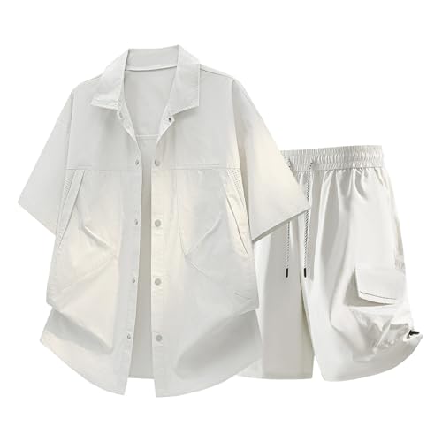 Ensemble ete homme chemise cargo style japonais leger et short mince