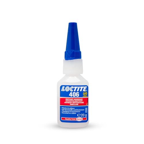 LOCTITE® 406 - Colle Instantanée Cyanoacrylate pour Plastiques et Élastomères - Adhérence Rapide et Résistante - 20 g Flacon