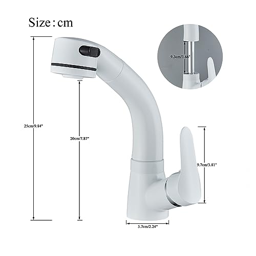 Robinet d'évier extractible blanc et noir réglable en hauteur