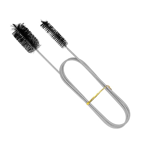 Flexible Doppelkopf Reinigungsbürste 155cm, Doppelseitige Schlauchbürste aus Edelstahl für Rohre, Schmales Abflussloch Schwarz