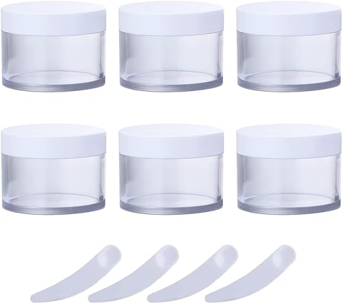 Tarro cosmético, Paquete de 6 botes cosméticos plástico transparentes vacíos 200 g con tapa rosca, recipiente ml for mascarilla facial, lociones y crema(150ml)