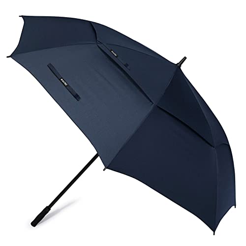 G4Free 72 Inch Huge Large Oversize Golf Umbrella Automatic Open Double Canopy Vented Windproof Stick Umbrellas, 6 Ft Heavy Duty Outdoor Doorman Umbrella Family Umbrella(Navy Blue) #TOP6