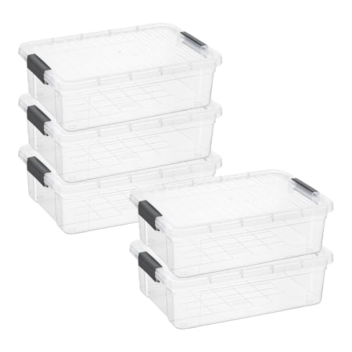 Image of Superio Storage Bins with Lids, Clear Plastic Containers for Organizing, Stackable Totes, BPA Free, Odor Free, Organizer Boxes for Home, and Dorm (5 Pack, 22.75 Qt)
