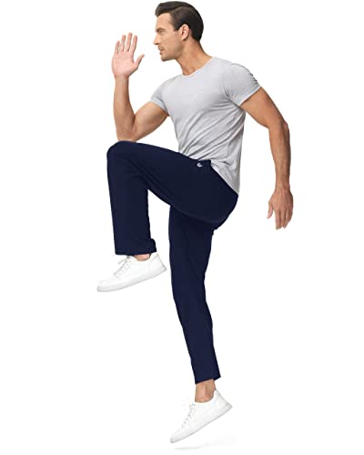 Hartpor Men's Joggers Sweatpants Athletic Yoga Pants Casual Loose Fit Running Sweat Pants With Pockets Straight Leg Navy M #TOP4