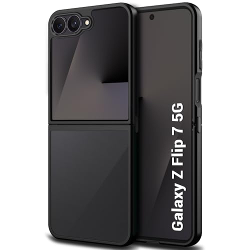 Image of TheGiftKart Ultra-Hybrid Shockproof Back Cover Case for Samsung Galaxy Z Flip 7 5G | Hard Back Case Cover for Samsung Galaxy Z Flip7 5G (PC & TPU, Translucent Smoke Matte Back, Black Sides)
