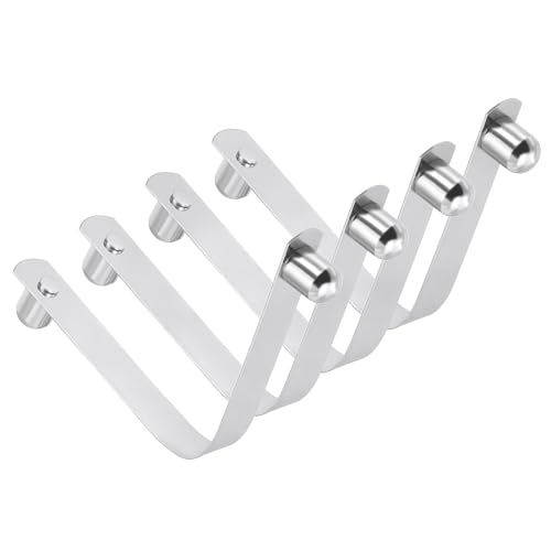 PATIKIL 10 x 8mm Kayak Paddle Snaps, 4 Pack Solid Tent Pole Clips Steel V Shaped Single Pin Push Button Spring Clips Lock Tube Pole Clips for Camping Awning, Silver Tone, 60mm Long