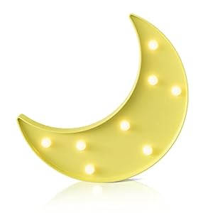 Yellow Moon Decor Bedroom, Battery Powered Moon Night Light for Kids, Kids Room Decor, Baby Room Decor, Nursery Wall Decor, Kids Night Lights for Bedroom, Toddler Night Lights