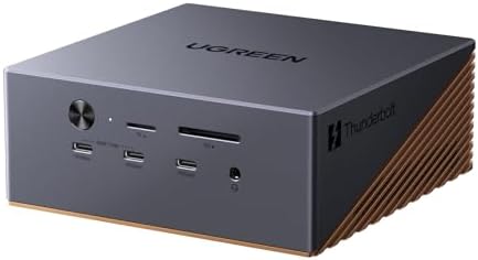 UGREEN Maxidok Thunderbolt 5 Docking Station Revodok 17-in-1 with M.2 NVme SSD Slot, 3*TBT5 120Gbps, Dual 8K60Hz Display,140W Charging, 2.5GE, SD4.0, 3.5mm, Compatible with MacBook and Windows