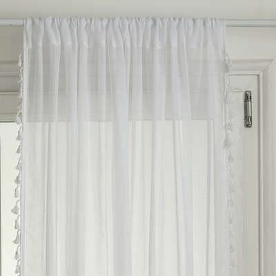 Rideau de style bohème - 240 x 140 cm - En coton - Style maison de campagne - Avec franges et galon fronceur - Style bohème - Aspect lin - Store - Rideaux (naturel, 1 pièce) Cover