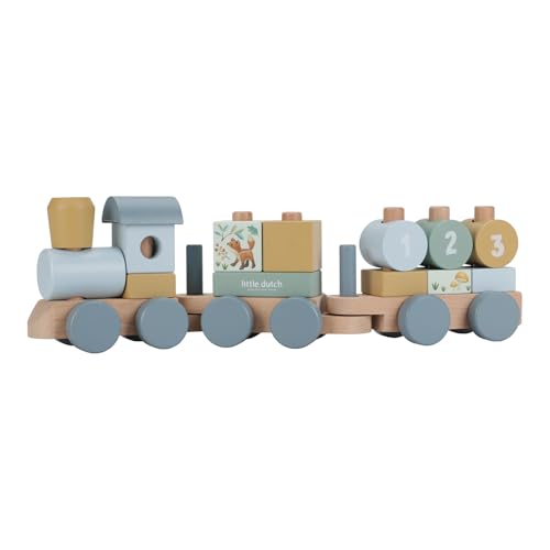 Little Dutch 7254 FSC - Tren de madera con forma de enchufe, color azul