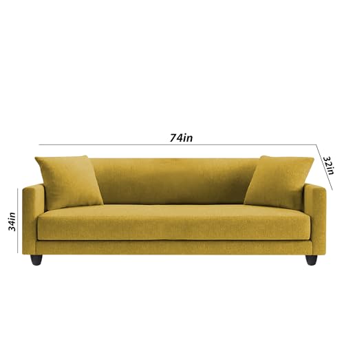 Image of Casaliving Dominic 3 + 2 Seater Sofa Set for Living Room (Yellow) Premium Fabric Sofa