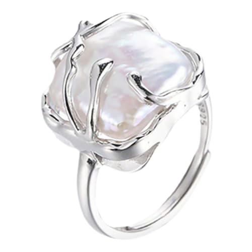 WRITWAA Rings for Women Pearl Open Ring Vintage Design Finger Ring for Ladies Fashionable Jewelry Adjustable Ring
