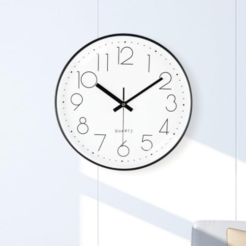 Horloge murale 30 cm avec cadran en verre trempé et mouvement à quartz pour salon