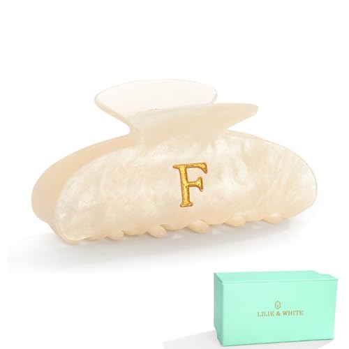 Image of LILIE&WHITE Acrylic Letter Hair Clips For Women Stylish F Initial Hair Claw Alphabet Hair Clip Fashion Glitter Monogram Claw Clip Elegant And Durable Hair Accessory Large Hair Clips F