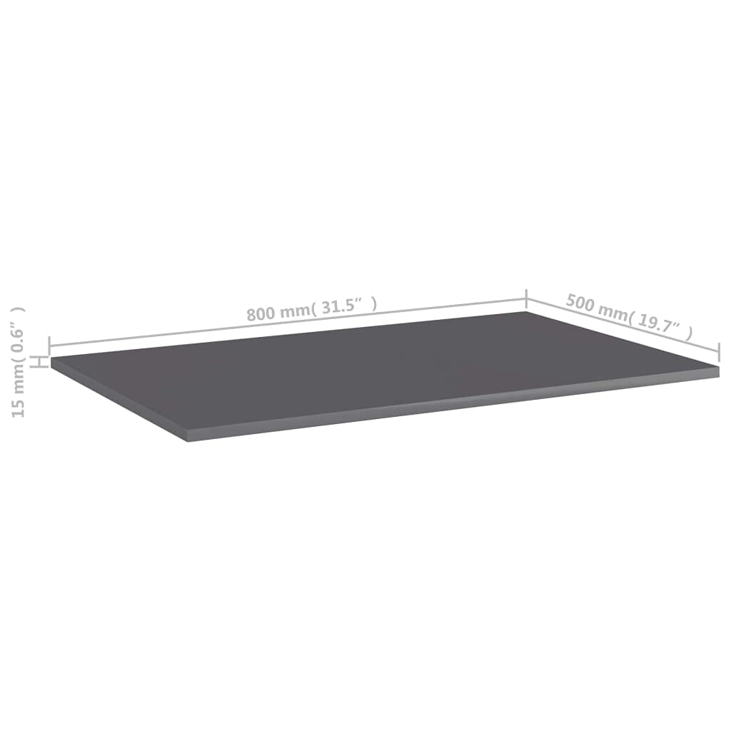 Bücherregal-Bretter Hochglanz-Grau 80x50x1,5 cm aus Holzwerkstoff 4 Stück, Robustes Regalsystem für Wohnzimmer, Büro, Küche, Keller, modularer Stauraum und Ordnung