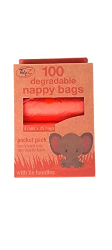 100 Nappy Disposal Bags Easy-Tie for Travel-Baby Disposable Diaper Sacks Bags- Degradable Poo Bags, Dog Poo Bags With Handles(Pack of 1)