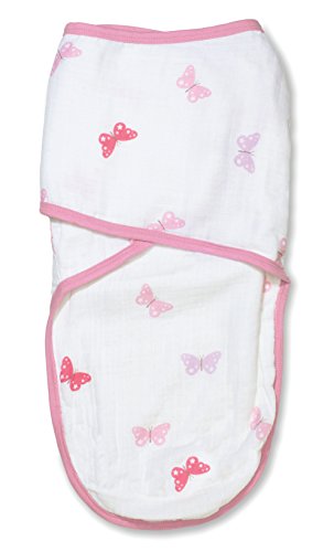 aden by aden + anais Easy Swaddle Wearable Baby Wrap, 100% Cotton Muslin, Girls N Swirl- S/M