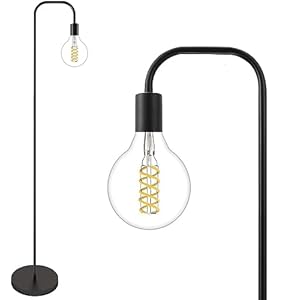 Oneach 63.75″ Industrial LED Floor Lamp for Living Room Bedroom Reading Office Metal Minimalist Standing Lamp Tall Pole Lamps Office Black(Bulb not Included)