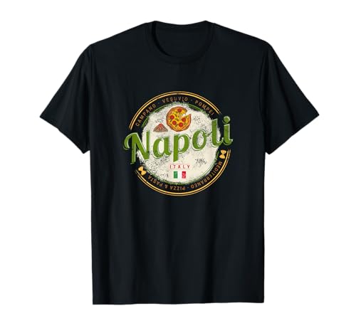 Naples Italy with Vesuvius and Pizza Vintage Souvenir T-Shirt