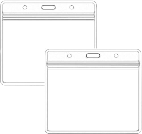 Extra Thick Horizontal ID Card Name Tag Badge Holder with Waterproof Type Resealable Zip (2.36 x 3.54 Inches Small Size, 6 Packs)