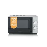 SEVERIN Solo-Mikrowelle mit Glasboden, ohne Drehteller, gleichmäßige Erwärmung, mit 6 Leistungsstufen, zwei Drehregler, 20 L, 800 Watt, matt/schwarz/Edelstahl, MW 9184