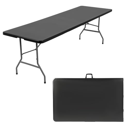 FDW | 8FT Folding Table | Black | Portable Plastic Table