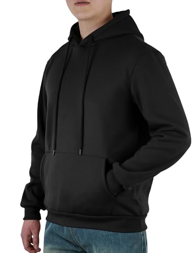 Mens Hooded Sweatshirt Casual Long Sleeve Fleece Hoodies Drawstring Workout Pullover with Kanga Pocket4
