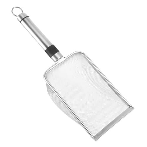 GRIRIW Metal Cat Litter Scoop Durable Stainless Steel Poop Sifting Tool for Easy Litter Box Cleanup Non Stick Design for Cat Owners and