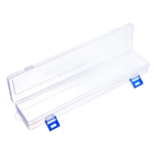 Image of PATIKIL 13x2.8x1.4 Paint Brushes Storage Box, Plastic Long Paintbrushes Case Holder Container with Buckle for Oil Watercolor Painting Pencil, Clear