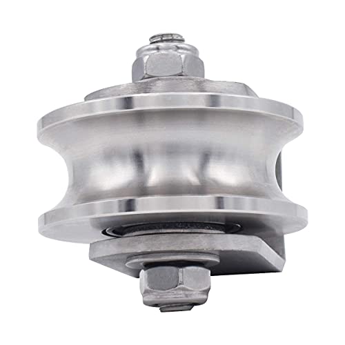 1PCS U Type Single Wheel Pulley + Carabiner Block Heavy Duty Duplex Bearing 304 Stainless Steel 360 Degree Rotation Smooth Loading 1760lb/800 Kg