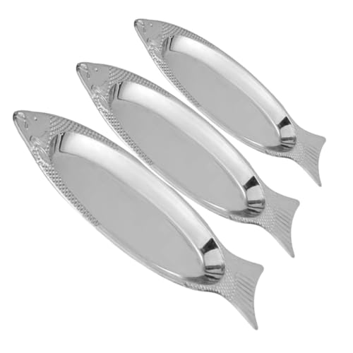 BESPORTBLE 3 pièces Assiettes de Service Forme de Poisson Inoxydable Résistantes Haute Température pour Usage Quotidien Micro-ondes et Four Plateau de Présentation pour Dîner et Fête