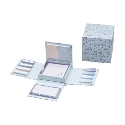 Idena 11370 - Set de blocs de notas desplegables con notas adhesivas y cinta adhesiva, práctico dispensador en caja plegable, adecuado para la oficina, la escuela y el hogar, compacto y versátil