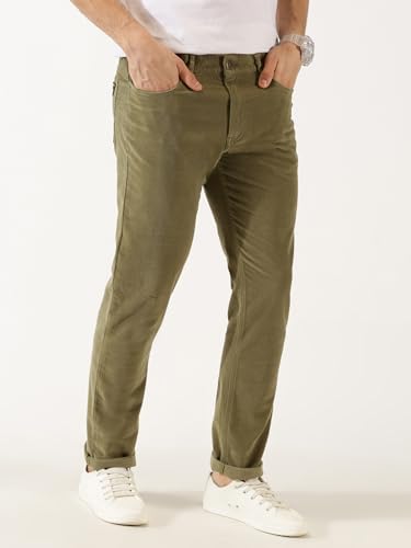 Image of Thomas Scott Men Mid Rise Slim Fit Corduroy Chino Pants