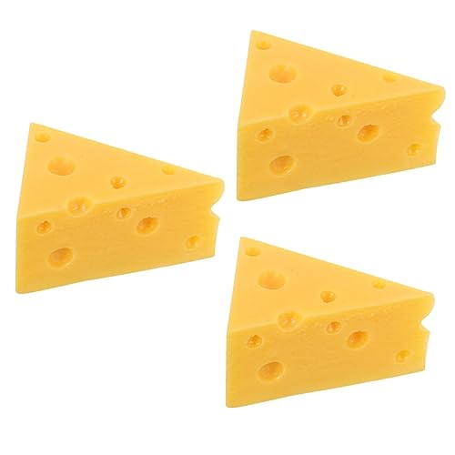 Baluue 3pcs Simulation Cheese Model Fake Bread Cream Cheese Block Simulation Cheese Ornaments Dollhouse Cheese Restaurant Decor Toys Cheese Props Child Artificial Statue Resin