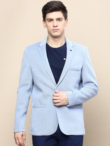 Image of SHOWOFFFF Men Solid Single Breasted Party Blazer | Notched Lapel Full Sleeves Cotton Blazer's for Mens | Slim Fit Regular Length Blazers for Men's