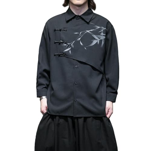 Chemise style chinois homme manches longues avec bouton grenouille haut de gamme