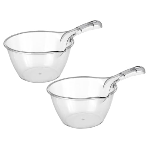 ROMISBABA 2 Cucharones de Agua de Cocina y Baño de Plástico Gris Mango Largo Ergonómico, Utensilios Multiusos para Hogar, Adecuado para Lavar Verduras y Tareas Domésticas