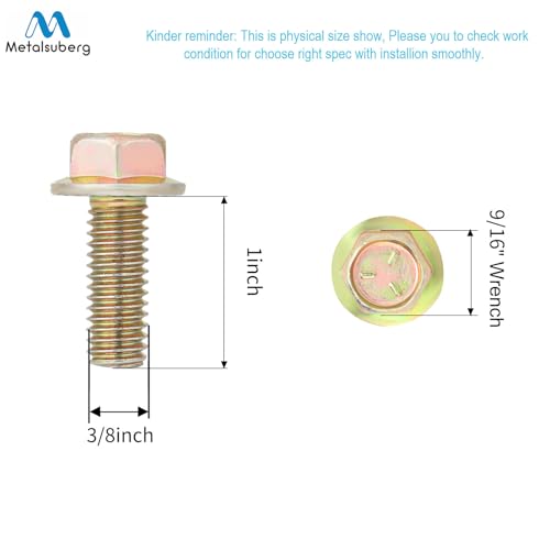 Image of 3 /8 inch x 1 inch Flanged Hex Toothed Bolt by Color Zinc Plated, Alloy Steel,Grade 5.(25pcs Pack) by Metalsuberg