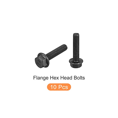 Image of METALLIXITY Flanged Hex Head Bolts (M8x35mm) 10pcs, Hexagon Serrated Flange Bolt Fully Thread Screw - for House Construction Hardware Fasteners